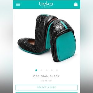 Tieks Obsedian Black Croc Print Patent Ballet Flat